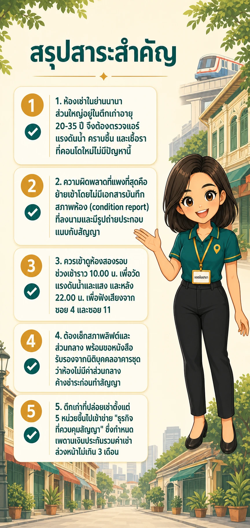 อินโฟกราฟิกสรุปข้อมูล ตรวจรับห้องคอนโด นานา ในตึกเก่า: 15 จุดที่คนมักพลาดก่อนเซ็นสัญญา