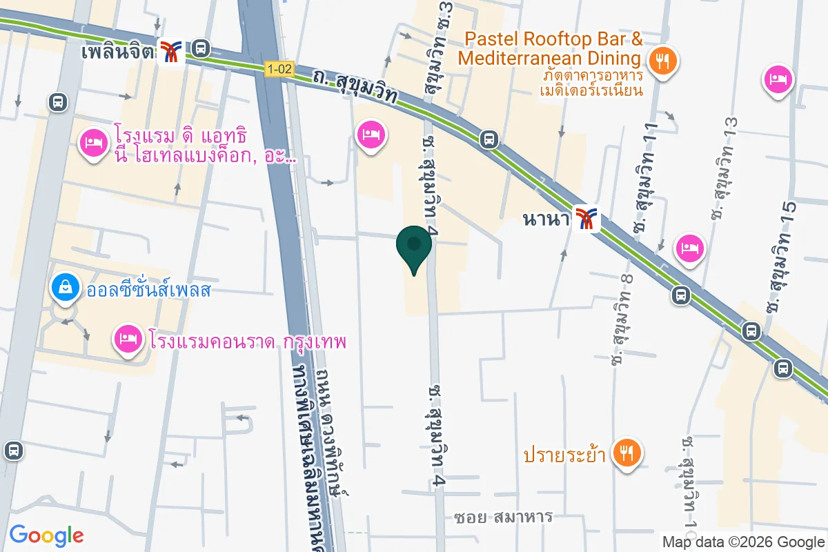 แผนที่ตำแหน่งร้านอาหารตำนานไทย นานา-เพลินจิต