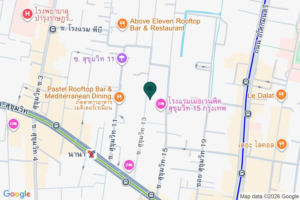 แผนที่ตำแหน่งโรงแรม ซีทรัส สุขุมวิท 13 ใกล้BTS นานา ย่านนานา